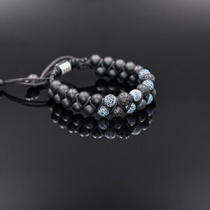 Double Macrame Bracelet Men's Bracelet Gemstone Bracelet Lava Stone Bracelet Beaded Bracelet Macrame Bracelet Frost Agate Bracelet Armband image 2