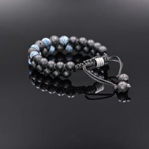 Double Macrame Bracelet Men's Bracelet Gemstone Bracelet Lava Stone Bracelet Beaded Bracelet Macrame Bracelet Frost Agate Bracelet Armband image 3