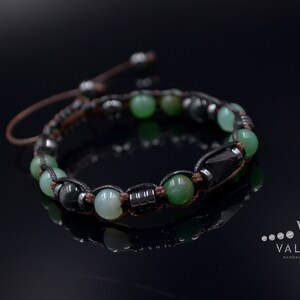 Herren Chrysopras Armband / Schwarzes Turmalit Perlenarmband / Verstellbares Edelstein Armband / Natürliches Grünes Chrysopras Perlenarmband image 3