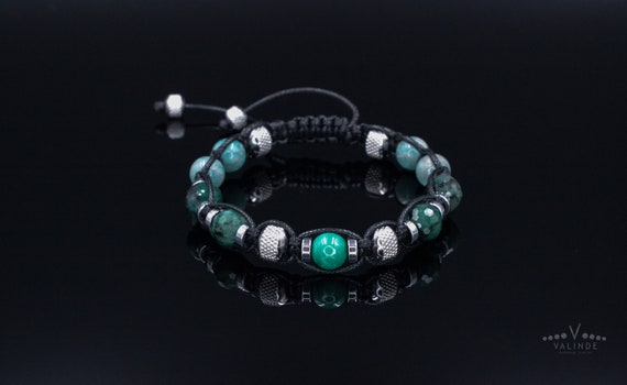 Genuine Emerald Bracelet for Men Men s Gemstone Bead Bracelet