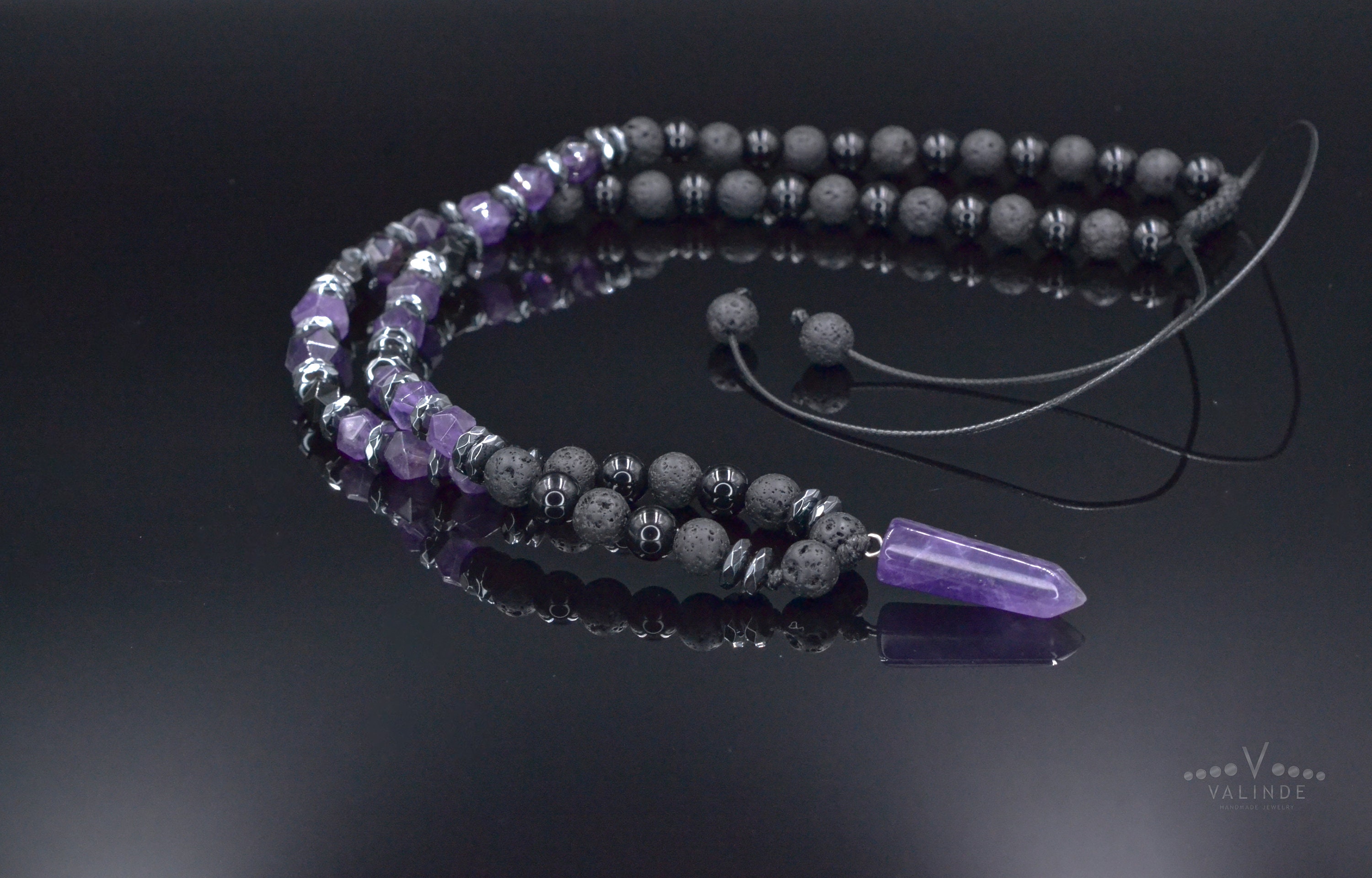 Lavender Aromatherapy Bracelet - handmade artisan jewelry with volcanic  lava stone and natural amethyst. Pair with our Organic Lavender Essential  Oil.