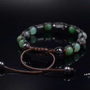 Herren Chrysopras Armband / Schwarzes Turmalit Perlenarmband / Verstellbares Edelstein Armband / Natürliches Grünes Chrysopras Perlenarmband image 6