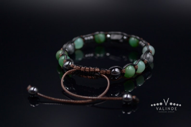 Herren Chrysopras Armband / Schwarzes Turmalit Perlenarmband / Verstellbares Edelstein Armband / Natürliches Grünes Chrysopras Perlenarmband image 6