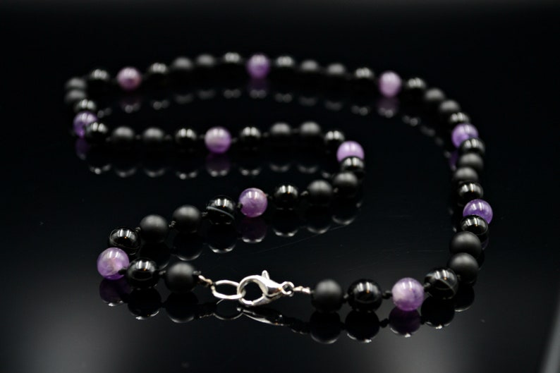 Men's Amethyst Necklace Crystal Necklace Gemstone Beaded Etsy