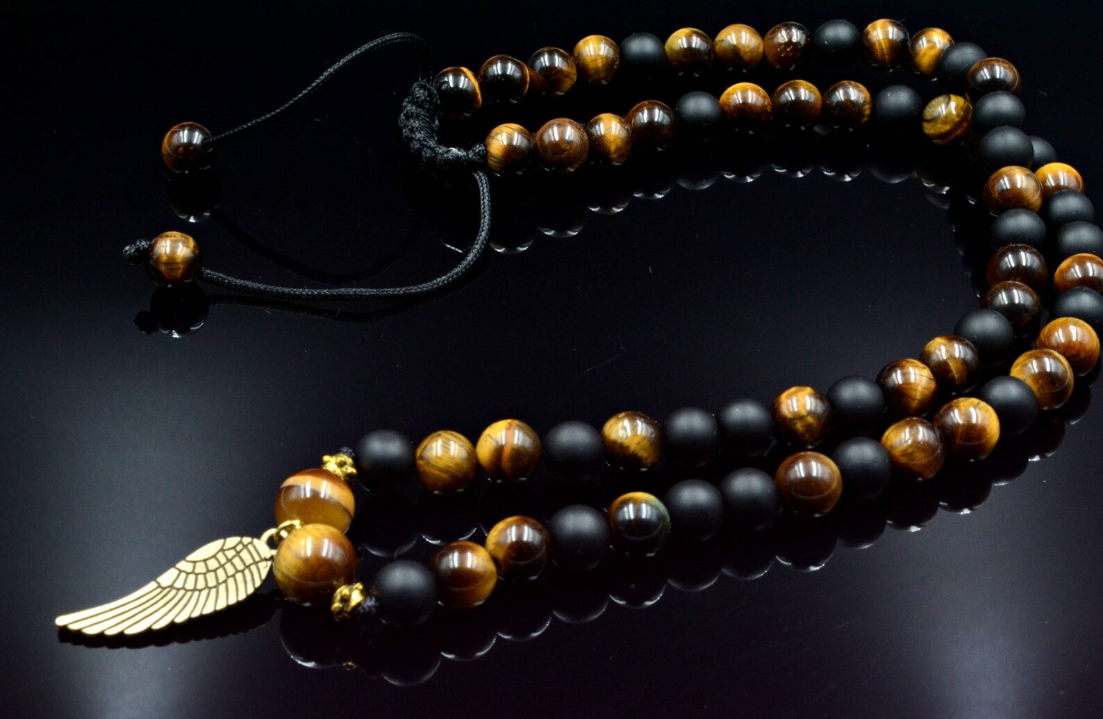 Handmade Tigers Eye & Onyx Bead Necklace main image 1