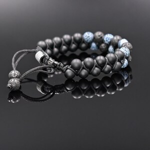 Double Macrame Bracelet Men's Bracelet Gemstone Bracelet Lava Stone Bracelet Beaded Bracelet Macrame Bracelet Frost Agate Bracelet Armband image 4