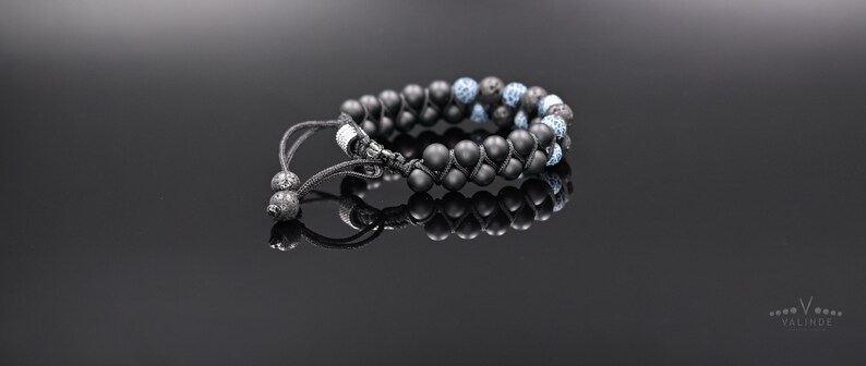 Double Macrame Bracelet Men's Bracelet Gemstone Bracelet Lava Stone Bracelet Beaded Bracelet Macrame Bracelet Frost Agate Bracelet Armband image 4