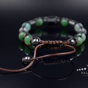 Herren Chrysopras Armband / Schwarzes Turmalit Perlenarmband / Verstellbares Edelstein Armband / Natürliches Grünes Chrysopras Perlenarmband image 8