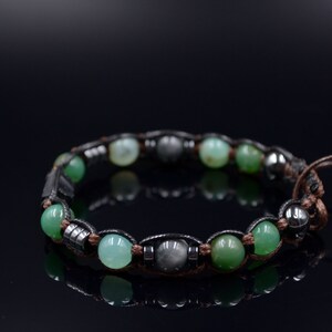 Herren Chrysopras Armband / Schwarzes Turmalit Perlenarmband / Verstellbares Edelstein Armband / Natürliches Grünes Chrysopras Perlenarmband image 7