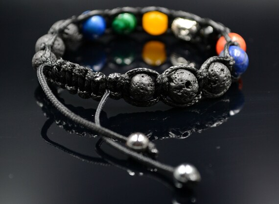 Root Chakra UK Black Lava Stone Bead Crystal Gemstone Bracelet