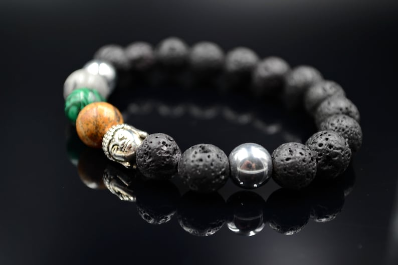 Men/'s Chakra Bracelet Buddha Head Bracelet Lava Stone Bracelet Jasper Bracelet Yoga Bracelet Gift for Men Malachite Bracelet Beaded Bracelet