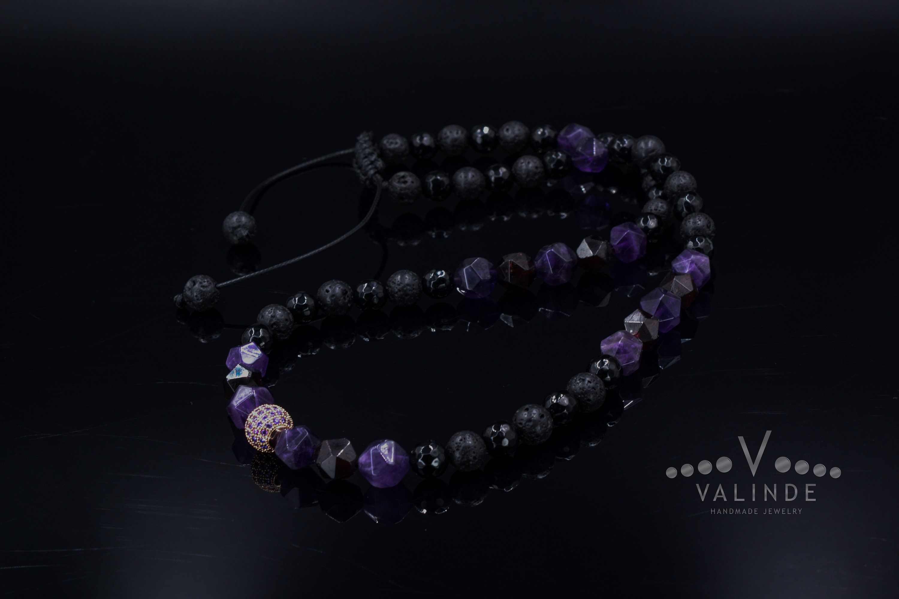 Men's Amethyst Necklace Garnet Gemstone 