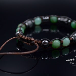 Herren Chrysopras Armband / Schwarzes Turmalit Perlenarmband / Verstellbares Edelstein Armband / Natürliches Grünes Chrysopras Perlenarmband image 9
