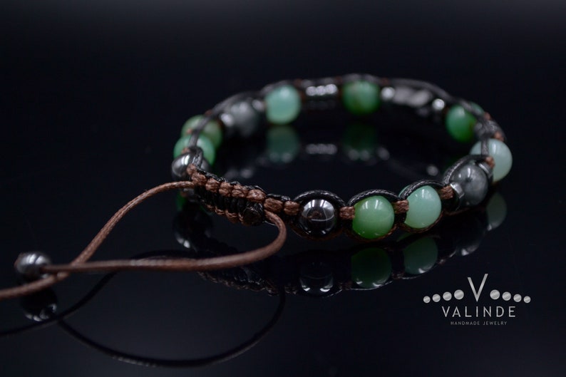 Herren Chrysopras Armband / Schwarzes Turmalit Perlenarmband / Verstellbares Edelstein Armband / Natürliches Grünes Chrysopras Perlenarmband image 9