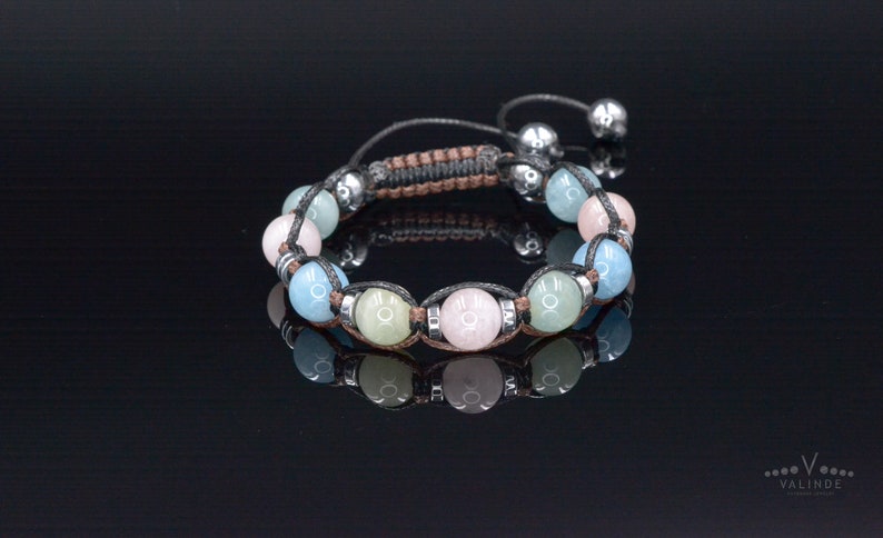 Echtes Morganit Kristall Armband, Frauen Morganit Quarz Hämatit Perlen Armband, Jahrestag Geschenk für Frau, Verstellbare Stein Armband image 7