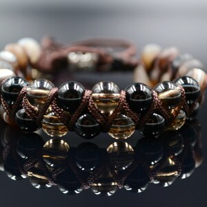 Men's Bracelet Double Crystal Bracelet Agate Bracelet Beaded Bracelet Gemstone Bracelet Smoky Quartz Bracelet Gift for Men Stone Bracelet image 3