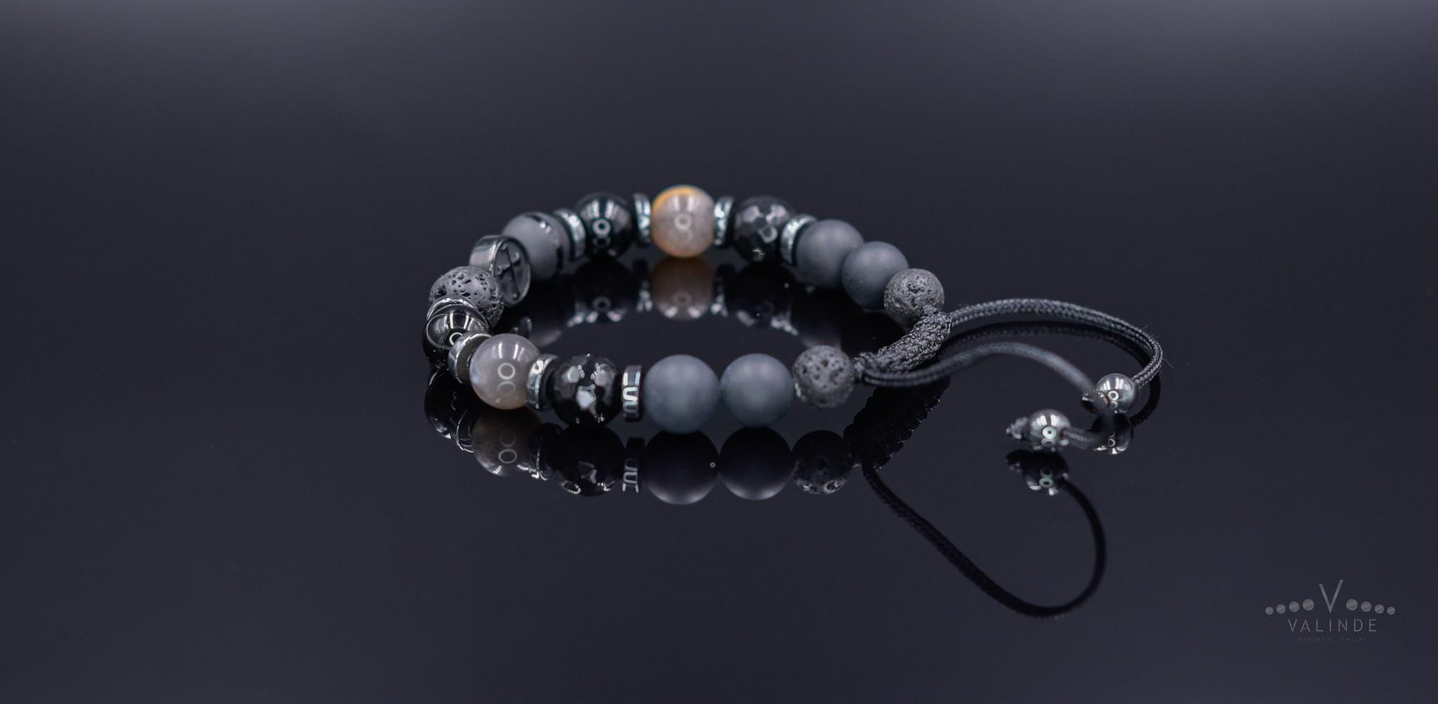 NEHZUS Bracciale da uomo con perle a croce in vera pelle intrecciata, nero pietra preziosa agata onice perline rosario ossidiana braccialetto pasquale cattolico cristiano comunione, 21, Acciaio