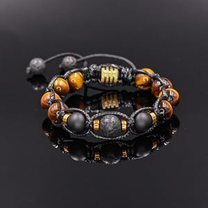 Men&#39;s Matte Onyx Bracelet Tiger&#39;s Eye Bracelet Stone Macrame Bracelet Gift For Men Lava Stone Bracelet Beaded Bracelet Fathers day Gift