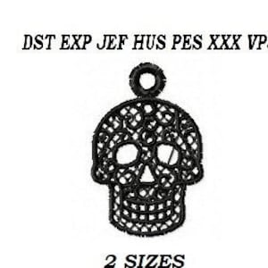 FSL, Earrings, Free standing lace, Halloween Lace Skull Machine Embroidery Design - embroidery pattern instant downloadable file