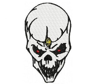 Red eyed Skull Head Embroidery Machine Design - embroidery pattern