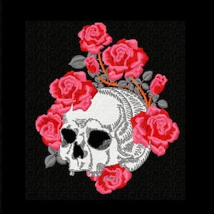 Skull Head in Flowers Embroidery Machine Design - embroidery pattern