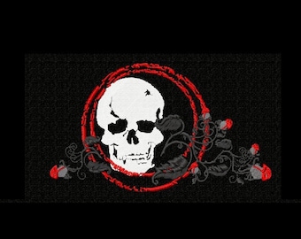 Skull and Roses Machine Embroidery Design - embroidery pattern
