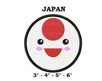 Japan Anime Smile Embroidery Design - 4 SIZES - National Flag Embroidery Design, Patriotic Embroidery Designs