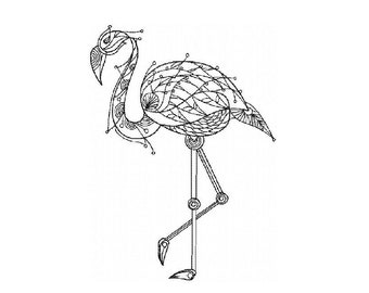 Flamingo Embroidery Design - contour stitch embroidery pattern, line art