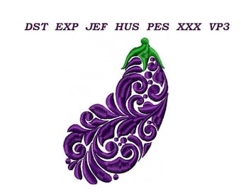 Eggplant Machine embroidery design - floral embroidery Instant download
