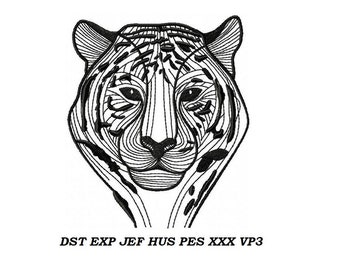 Tiger Embroidery Design - contour stitch embroidery pattern, line art