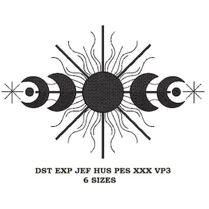 Boho Moon and Sun Machine Embroidery Designs - 6 sizes - embroidery pattern