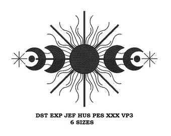 Boho Moon and Sun Machine Embroidery Designs - 6 sizes - embroidery pattern