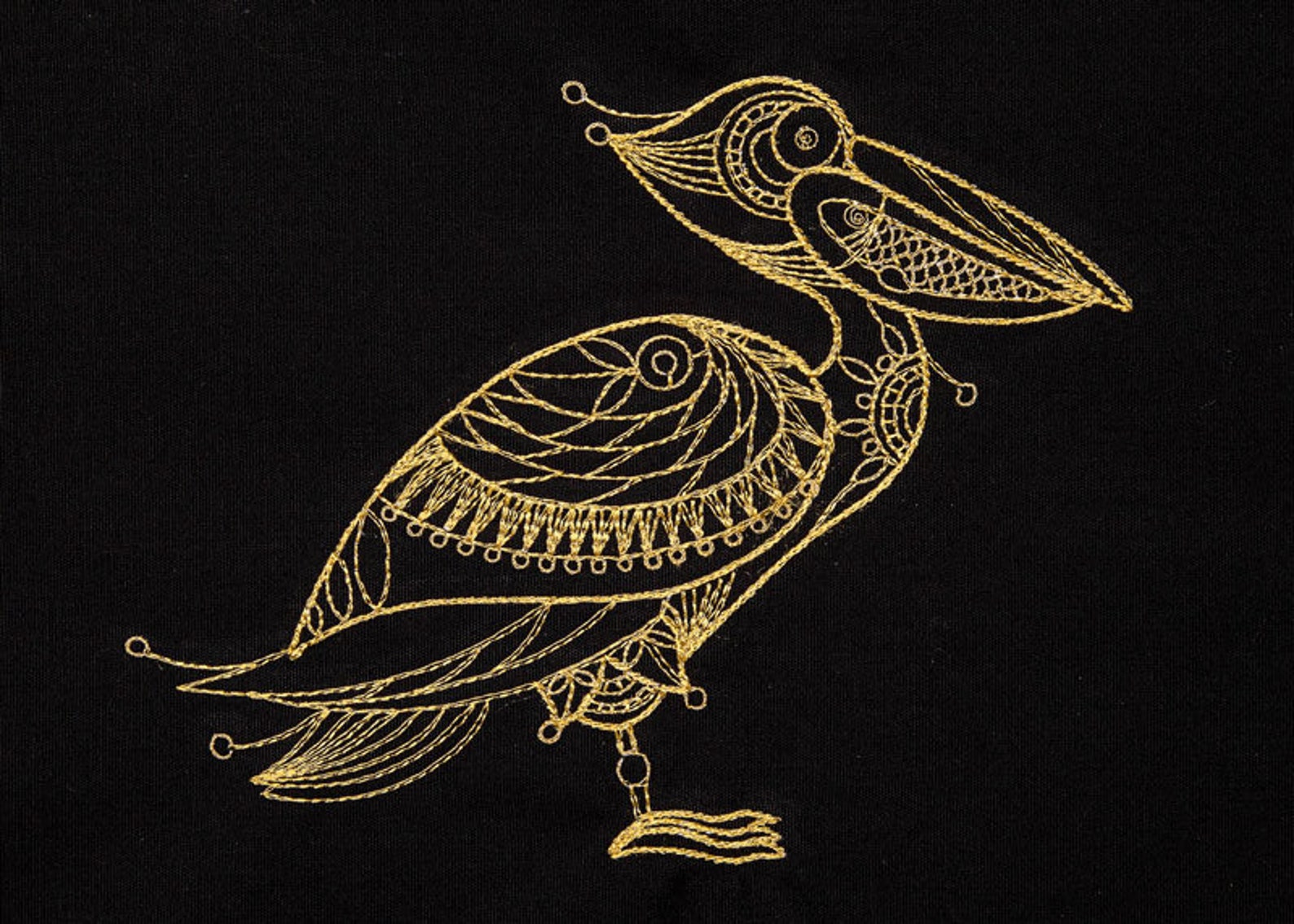 Pelican Embroidery Design Contour Stitch Embroidery Pattern Etsy