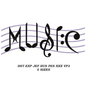 Music Embroidery Machine Design - 5 sizes - Love Music embroidery pattern Instant Downloadable, digital file