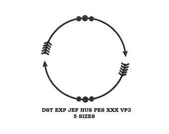 Arrow Circle Monogram Frame Embroidery Design 08 - 5 Sizes - Instant downloadable file, digital file