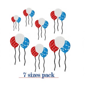 Balloons Embroidery Design - 7 SIZES - American Flag Embroidery Design, Independence Day, Patriotic Embroidery Designs, 4th July