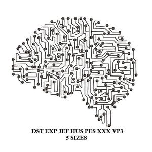 Artificial Intelligence Machine Embroidery Design - 5 sizes - Brain embroidery pattern, digital file