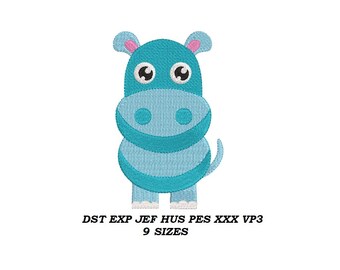 Baby Hippo Machine embroidery - 9 Sizes - Kids embroidery, Cute Animals embroidery Instant downloadable file, digital file