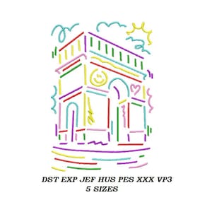 Kids Triumphal Arch Drawing Machine Embroidery Design - Paris embroidery pattern, digital file