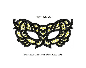 Machine embroidery design - Masquerade Mask embroidery Instant download, lace mask #4