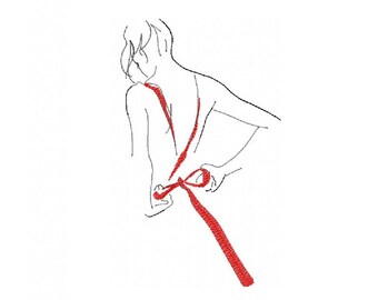 Girl  Embroidery Design5 - contour stitch embroidery pattern, line art