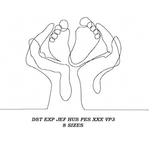 Moeder en Baby machine Borduurwerk Ontwerp - 8 maten - Happy Mother Day contour steek borduurpatroon, lijn kunst, digitaal bestand