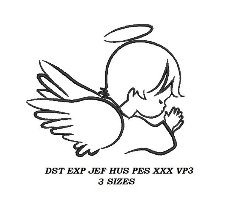 Little Angel Machine embroidery design 02 3 sizes embroidery file Instant download zdjęcie 1