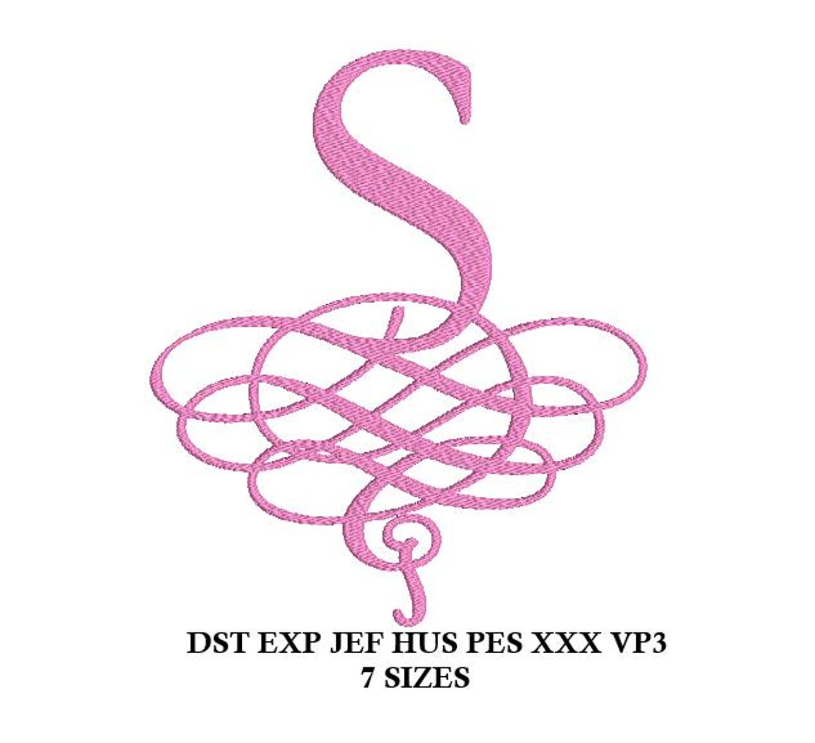 Pattern Intial S Machine Embroidery Initial LETTER S Uppercase - 7 SIZES - Alphabet ...