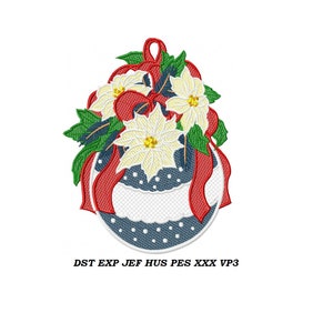 Large FSL, Free standing lace, Christmas Ornament Machine Embroidery Design - embroidery pattern instant downloadable file