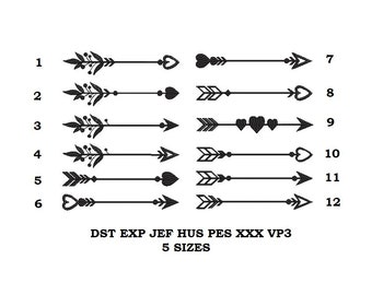 Large Arrow Embroidery Machine Design Bundle - 12 embroidery patterns - 5 Sizes each