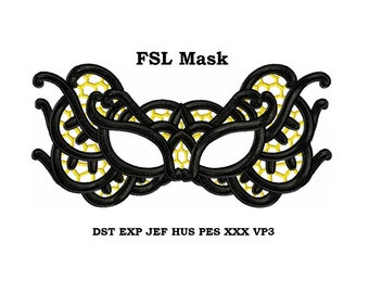 Machine embroidery design - Masquerade Mask embroidery Instant download, lace mask #11
