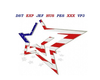 USA Flag Star Embroidery Machine Design - embroidery pattern Instant Downloadable
