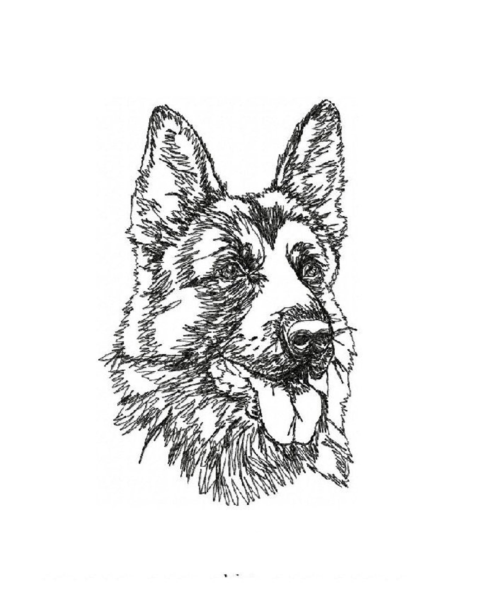 German Shepherd Embroidery Design 1 contour stitch | Etsy
