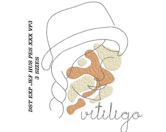 Large Line Art  Vitiligo Woman Embroidery Design - 3 sizes - contour stitch embroidery pattern, line art, digital file